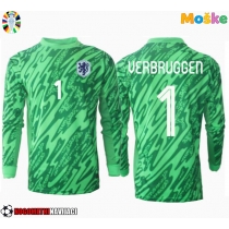 Moške Nogometnih dresov Nizozemska Bart Verbruggen #1 Vratar Domači EP 2024 Dolgi rokavi